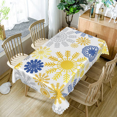 Aperturee Lovely Winter Tablecloth with Snowflake Totem Pattern, for Christmas Holiday and Frozen Themed Party
