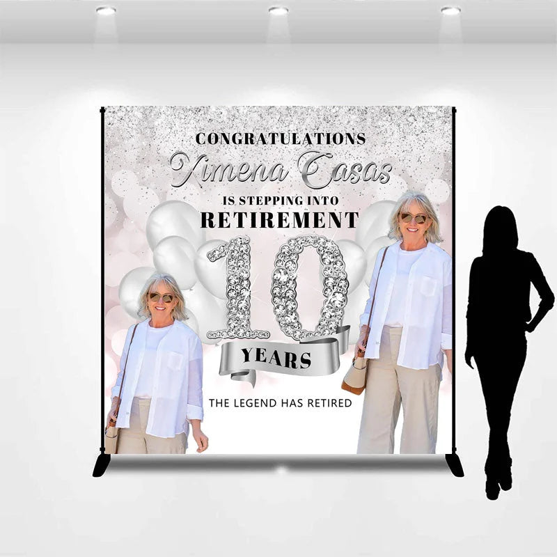 Aperturee - 10 Years Retirement Personalized Photo Backdrop