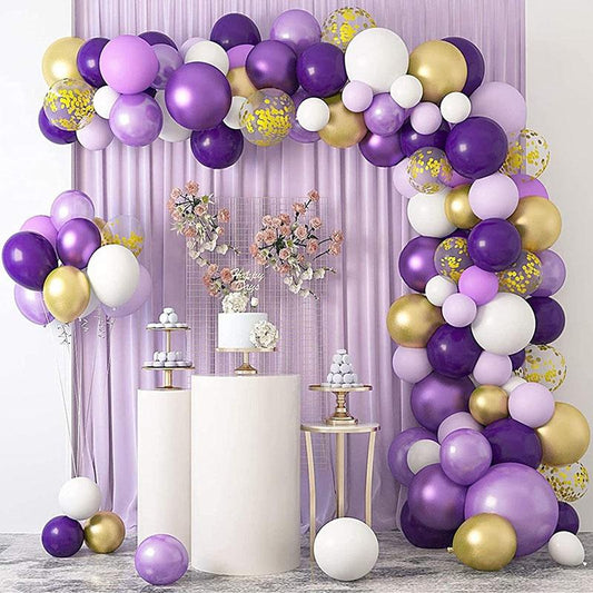 Aperturee Purple 129 Pack DIY Balloon Arch Kit | Garland Party Decorations - Gold | Pink
