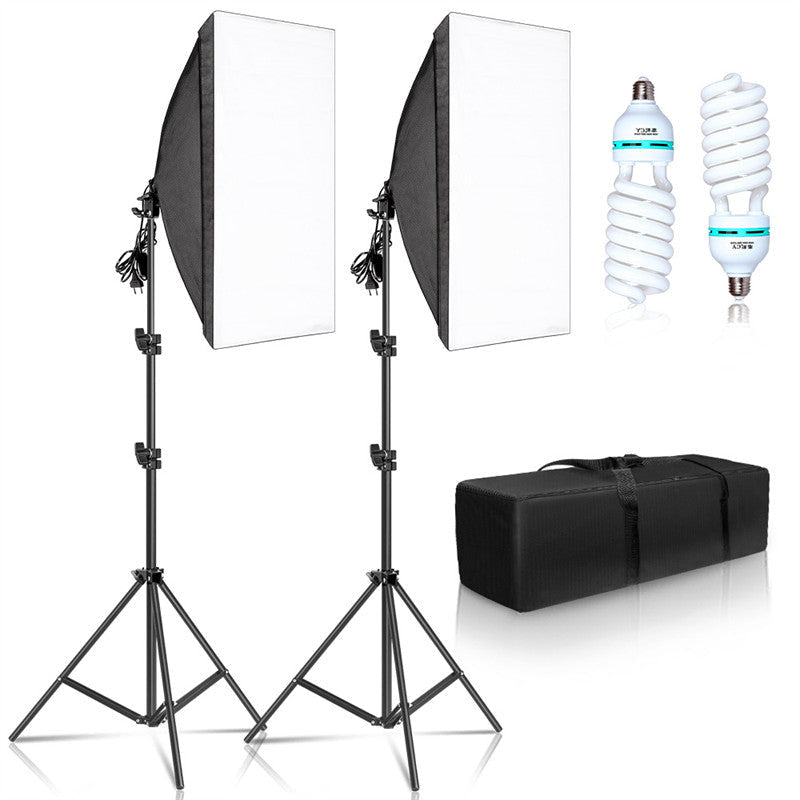 Aperturee - 2 Pcs Black Photography Softbox Lights Foldable Stand