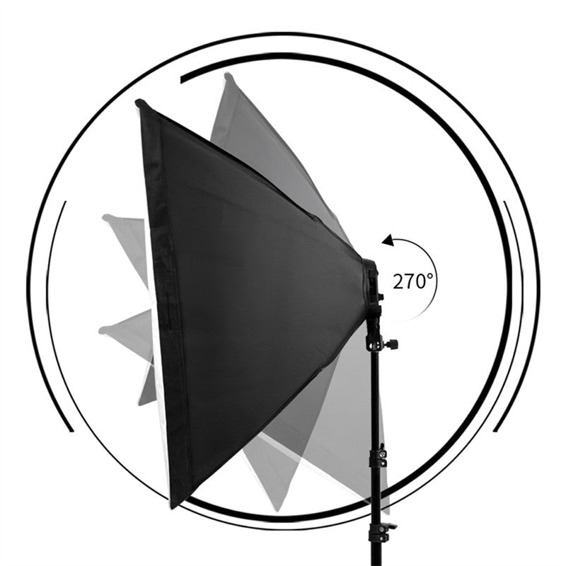 Aperturee - 2 Pcs Black Photography Softbox Lights Foldable Stand