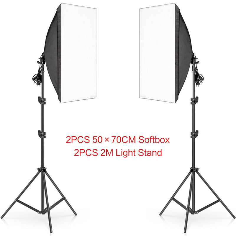 Aperturee - 2 Pcs Black Photography Softbox Lights Foldable Stand