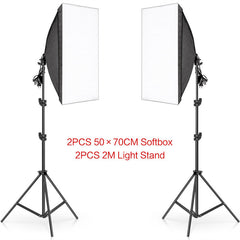 Aperturee - 2 Pcs Black Photography Softbox Lights Foldable Stand