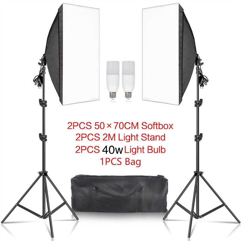 Aperturee - 2 Pcs Black Photography Softbox Lights Foldable Stand