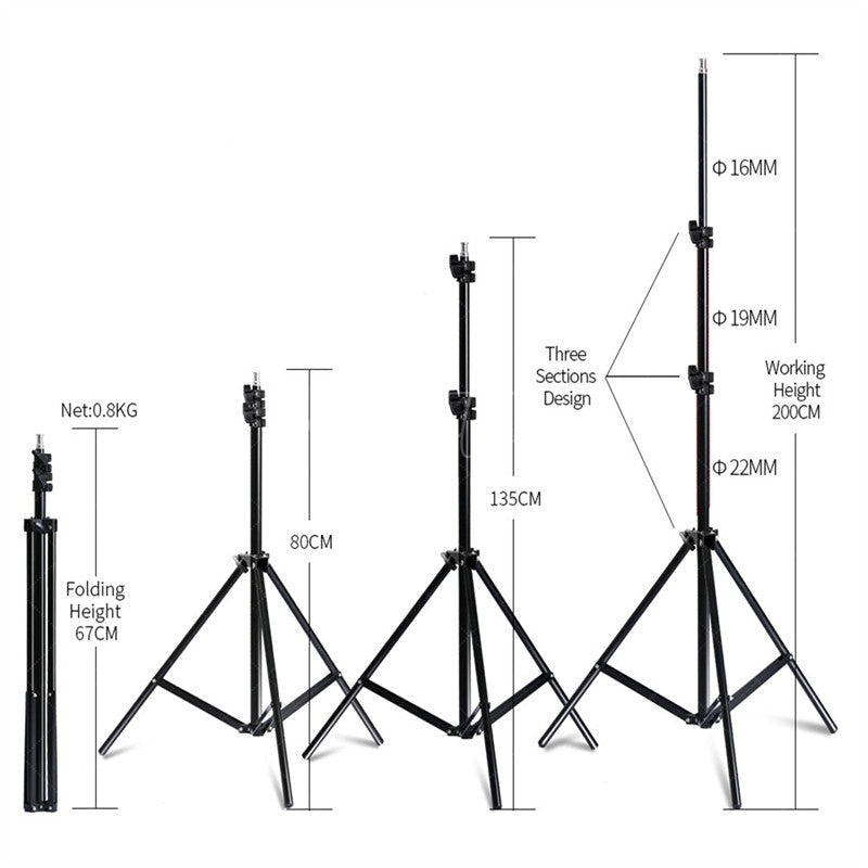Aperturee - 2 Pcs Black Photography Softbox Lights Foldable Stand