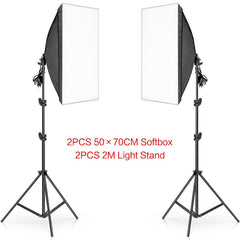 Aperturee - 2 Pcs Black Photography Softbox Lights Foldable Stand
