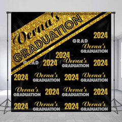 Aperturee - 2024 Golden Black Repeat Custom Graduation Backdrop