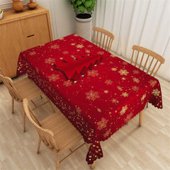 Aperturee - 3D Red Christmas Tree Snowflake Tablecloth For Dining