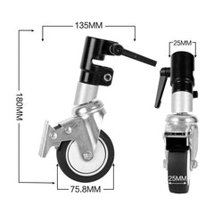 Aperturee - 3Pcs Black Photography Stand Swivel Caster Wheel