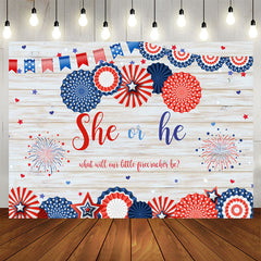 Aperturee - 4Th of July Gender Reveal Baby Shower Wooden Backdrop