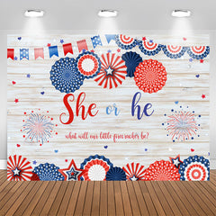 Aperturee - 4Th of July Gender Reveal Baby Shower Wooden Backdrop