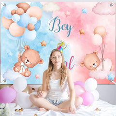 Aperturee - (7 Day Delivery) Aperturee Pink Blue Boy or Girl Gender Reveal Backdrop