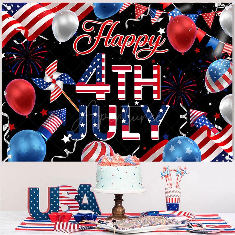 Aperturee - (7 Day Delivery) Aperturee Usa Flag 4th July Cheers Independence Day Backdrop