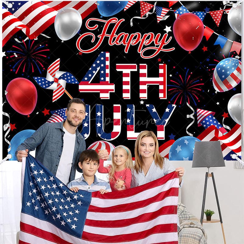 Aperturee - (7 Day Delivery) Aperturee Usa Flag 4th July Cheers Independence Day Backdrop