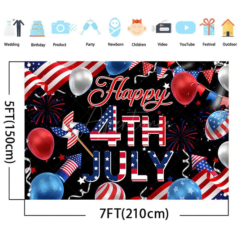 Aperturee - (7 Day Delivery) Aperturee Usa Flag 4th July Cheers Independence Day Backdrop