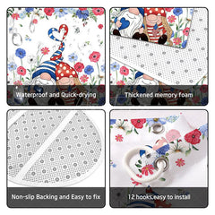 Aperturee - (7 Day Delivery) Aperturee Usa Flag Floral Gnome Shower Curtain Kit
