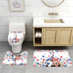 Aperturee - (7 Day Delivery) Aperturee Usa Flag Floral Gnome Shower Curtain Kit