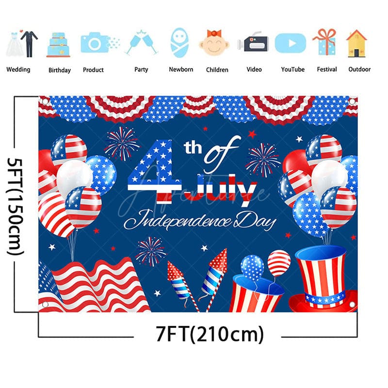 Aperturee - (7 Day Delivery) Aperturee Usa Flag Sparkle 4th July Independence Day Backdrop