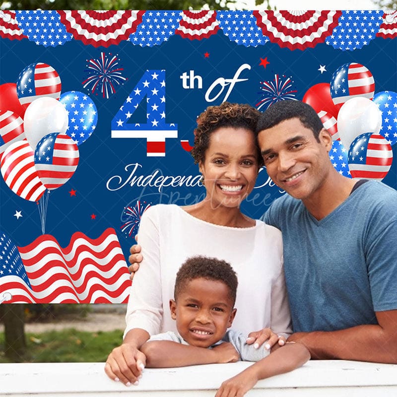 Aperturee - (7 Day Delivery) Aperturee Usa Flag Sparkle 4th July Independence Day Backdrop