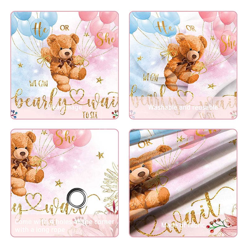Aperturee - (7 Day Delivery) Aperturee We Can Bearly Wait Gender Reveal Backdrop