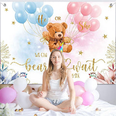 Aperturee - (7 Day Delivery) Aperturee We Can Bearly Wait Gender Reveal Backdrop