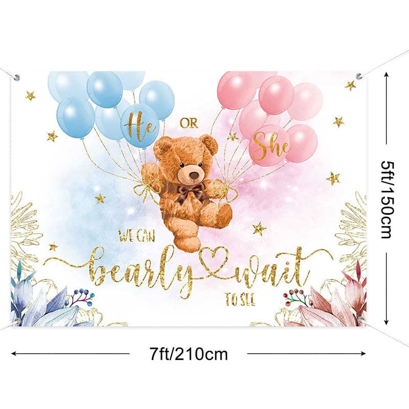 Aperturee - (7 Day Delivery) Aperturee We Can Bearly Wait Gender Reveal Backdrop