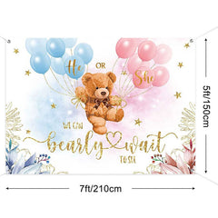 Aperturee - (7 Day Delivery) Aperturee We Can Bearly Wait Gender Reveal Backdrop