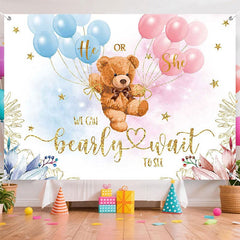 Aperturee - (7 Day Delivery) Aperturee We Can Bearly Wait Gender Reveal Backdrop