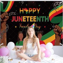 Aperturee - (7 Day Delivery) Aperturee Black Freedom Day Happy Juneteenth Party Backdrop