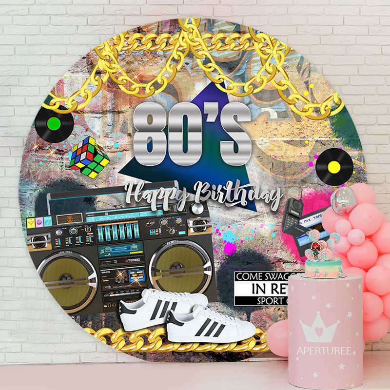 Aperturee - 80S Hip Hop Dance Party Happy Birthday Backdrop