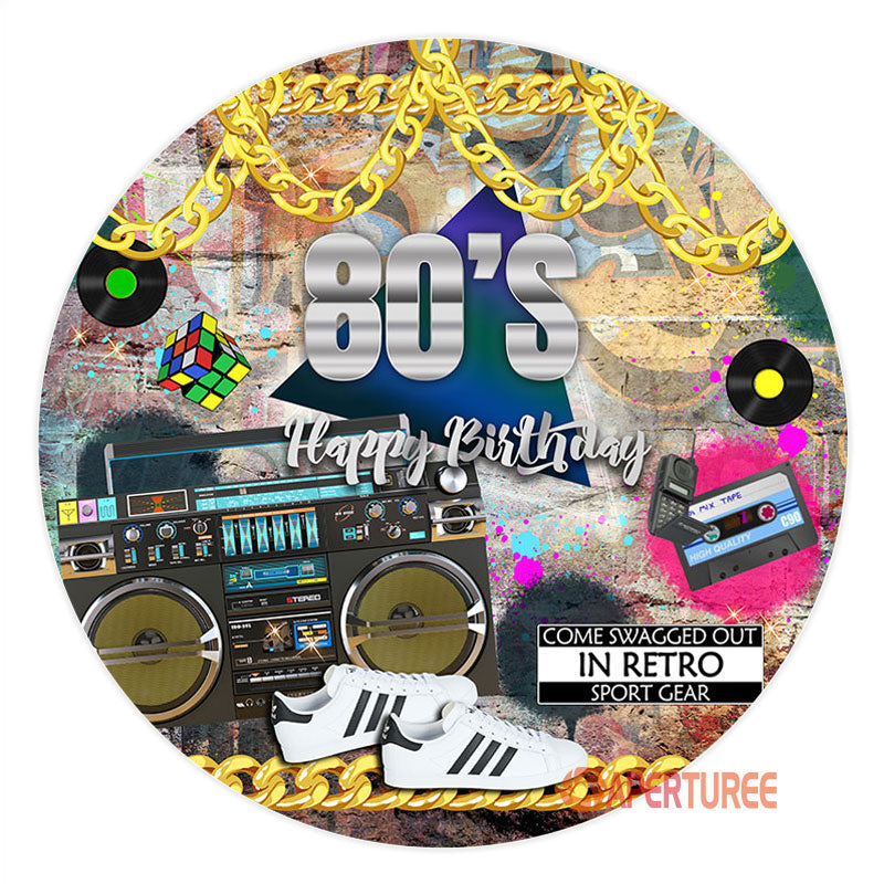 Aperturee - 80S Hip Hop Dance Party Happy Birthday Backdrop