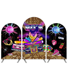 Aperturee 80s Party Theme Gold Bokeh Happy Birthday Arch Backdrop Kit