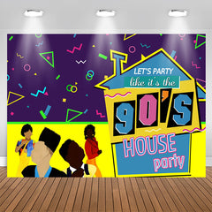Aperturee - 90’S House Party And Abstract Lines Birthday Backdrop