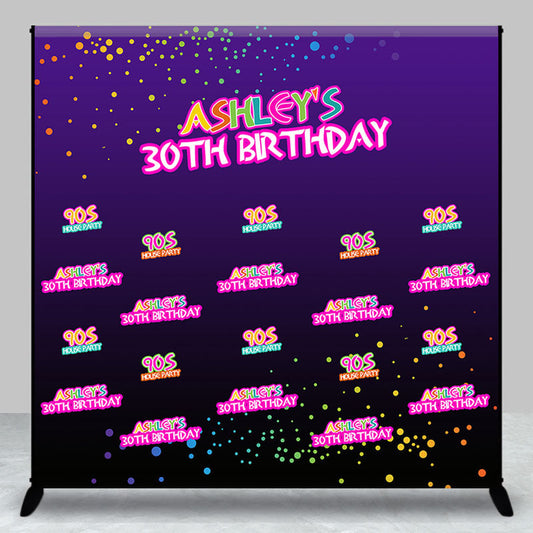 Aperturee - 90S House Party Custom Name 30th Purple Birthday Backdrop