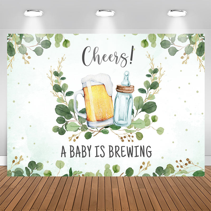 Aperturee - A Baby is Brewing Feeding Bottle and Beer Baby Shower Backdrop