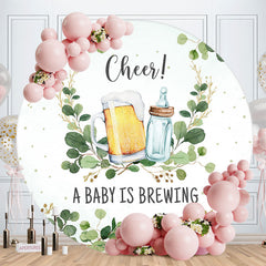 Aperturee - A Baby Is Brewing Round Baby Shower Backdrop