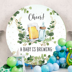 Aperturee - A Baby Is Brewing Round Baby Shower Backdrop