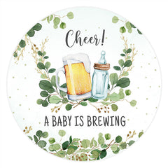 Aperturee - A Baby Is Brewing Round Baby Shower Backdrop