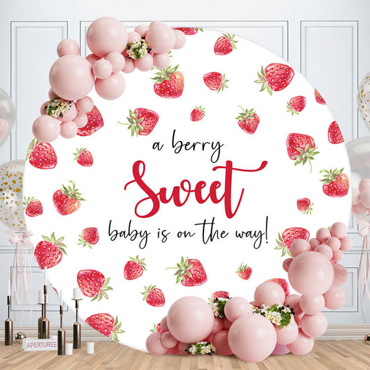 Aperturee - A Berry Sweet Fruit White Round Baby Shower Backdrop