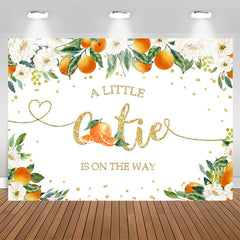 Aperturee - A Little Cutie Baby Shower Orange Flowers Backdrop