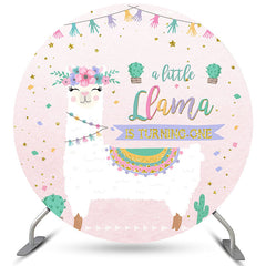 Aperturee A Little Llama Is Turning One Birthday Round Backdrop