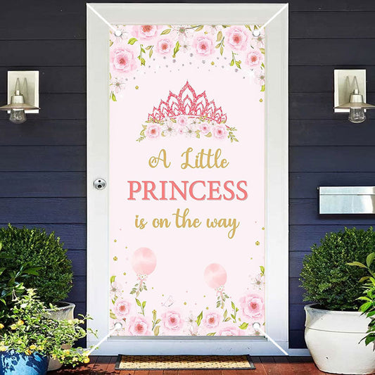 Aperturee - A Little Princess Pink Floral Baby Shower Door Cover