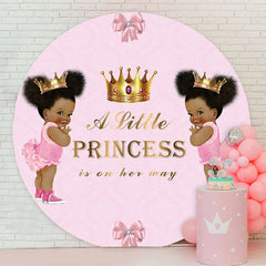 Aperturee - A Little Princess Round Baby Shower Backdrop For Girl