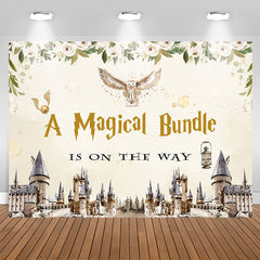 Aperturee - A Magical Bundle Castle Floral Baby Shower Backdrop
