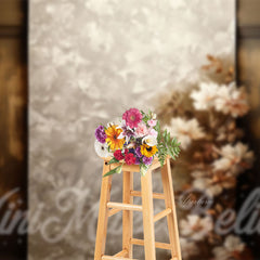 Aperturee - Abstract Flowers Gray Brown Retro Wall Backdrop