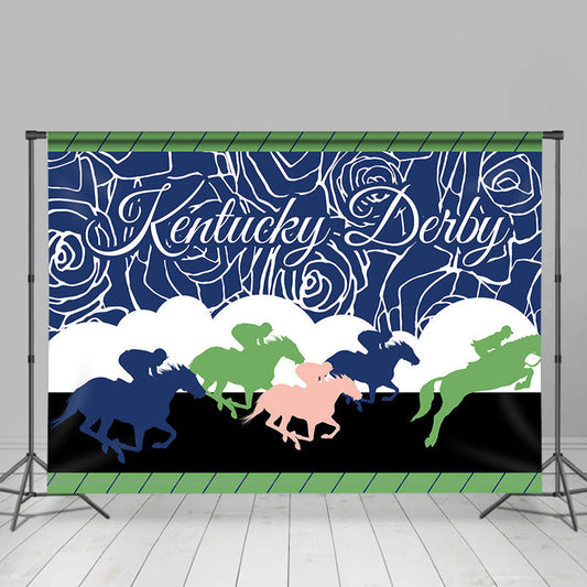 Aperturee - Abstract Navy Rose Horse Kentucky Derby Backdrops