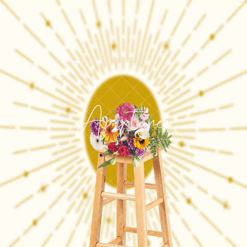 Aperturee - Abstract Vintage Sunrise Boho Photo Booth Backdrop