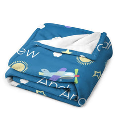 Lofaris Airplane Personalized Boys Name Blanket