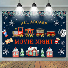 Aperturee - All Aboard Movie Night Merry Christmas Holiday Backdrop