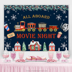Lofaris All Aboard Movie Night Merry Christmas Holiday Backdrop